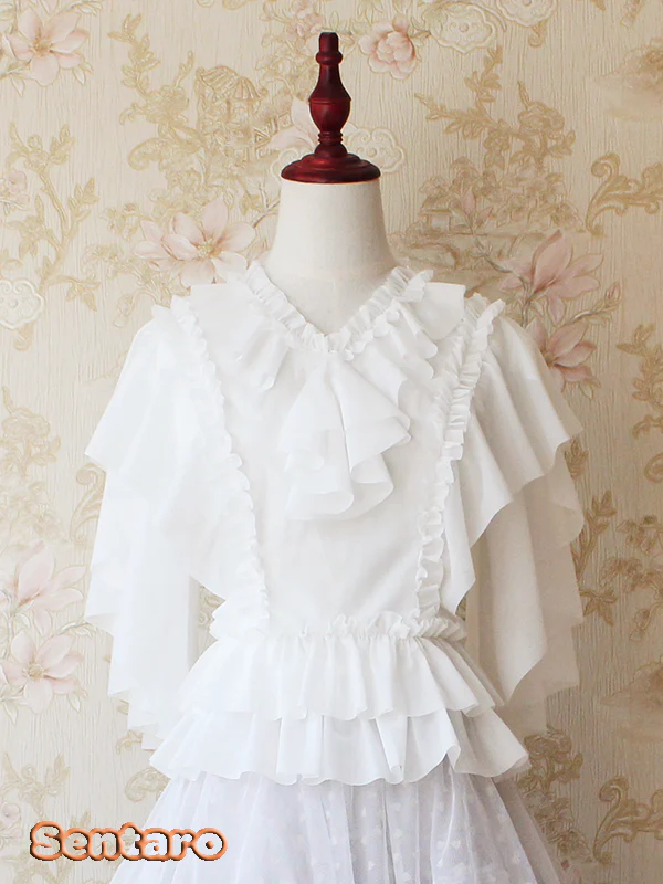 Butter - V Neckline Middle Sleeve Lolita Blouse - Image 7