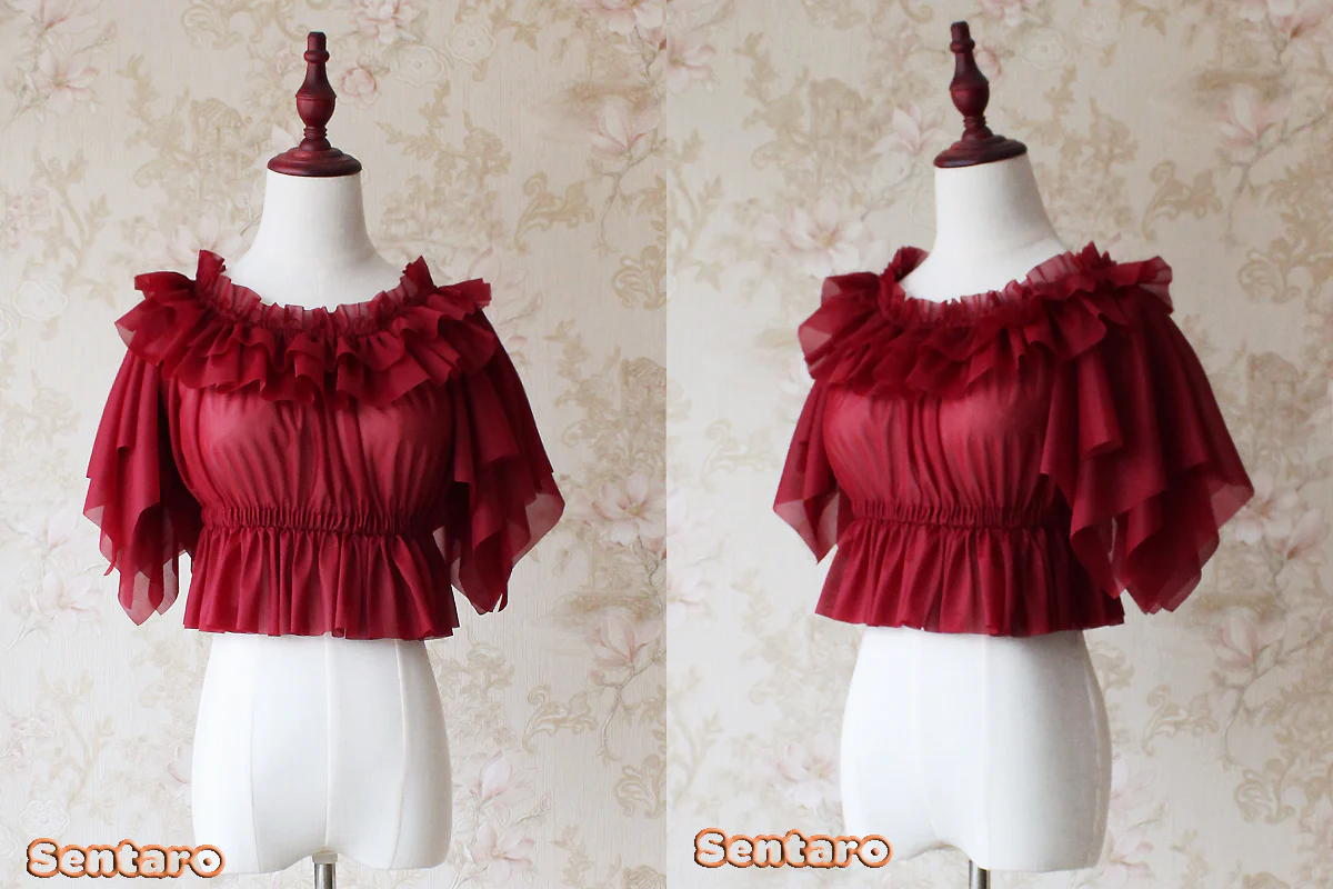 Butterfly Cookies - Summer Fly Sleeves Lolita Chiffon Blouse - Image 5