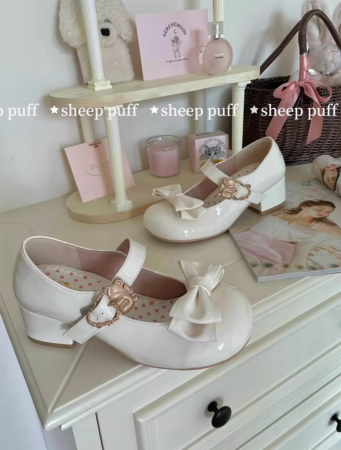 Hug Bear - Sweet Lolita Heel Shoes Bear Metal Buckle Bow Shoes - Image 13
