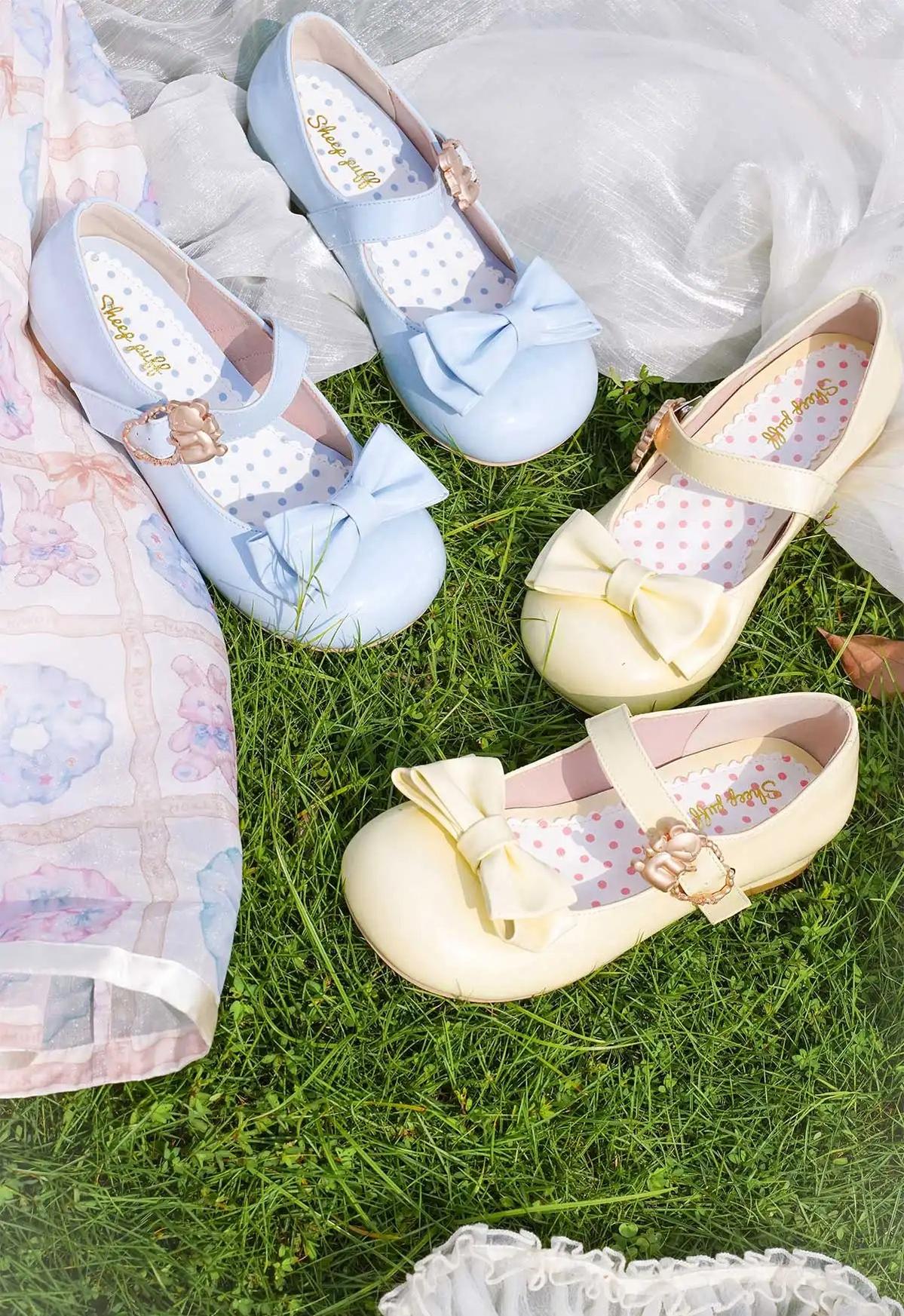 Hug Bear - Sweet Lolita Heel Shoes Bear Metal Buckle Bow Shoes - Image 17