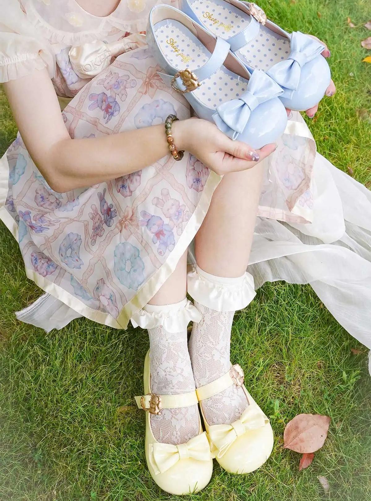 Hug Bear - Sweet Lolita Heel Shoes Bear Metal Buckle Bow Shoes - Image 22