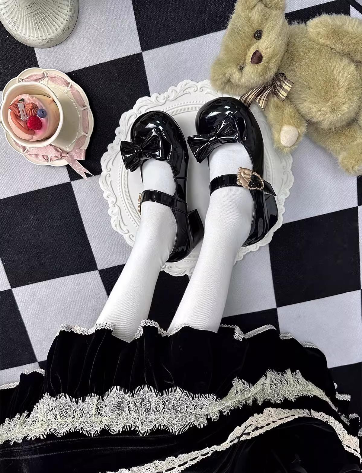 Hug Bear - Sweet Lolita Heel Shoes Bear Metal Buckle Bow Shoes - Image 37