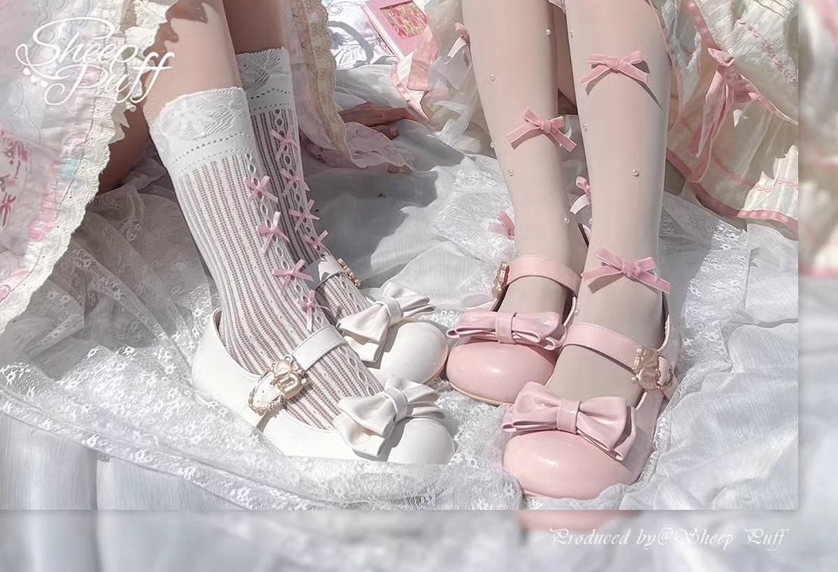 Hug Bear - Sweet Lolita Heel Shoes Bear Metal Buckle Bow Shoes - Image 5