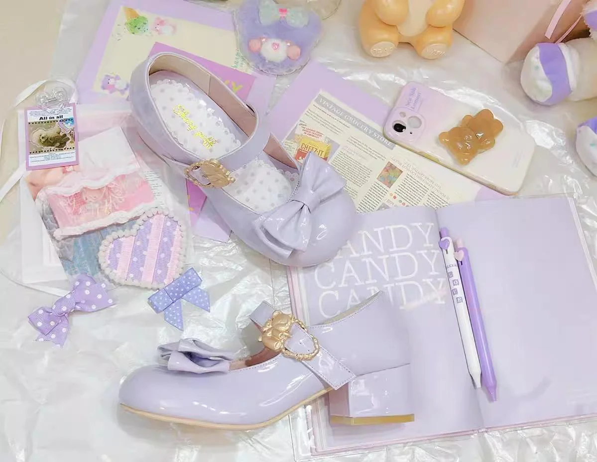 Hug Bear - Sweet Lolita Heel Shoes Bear Metal Buckle Bow Shoes - Image 51