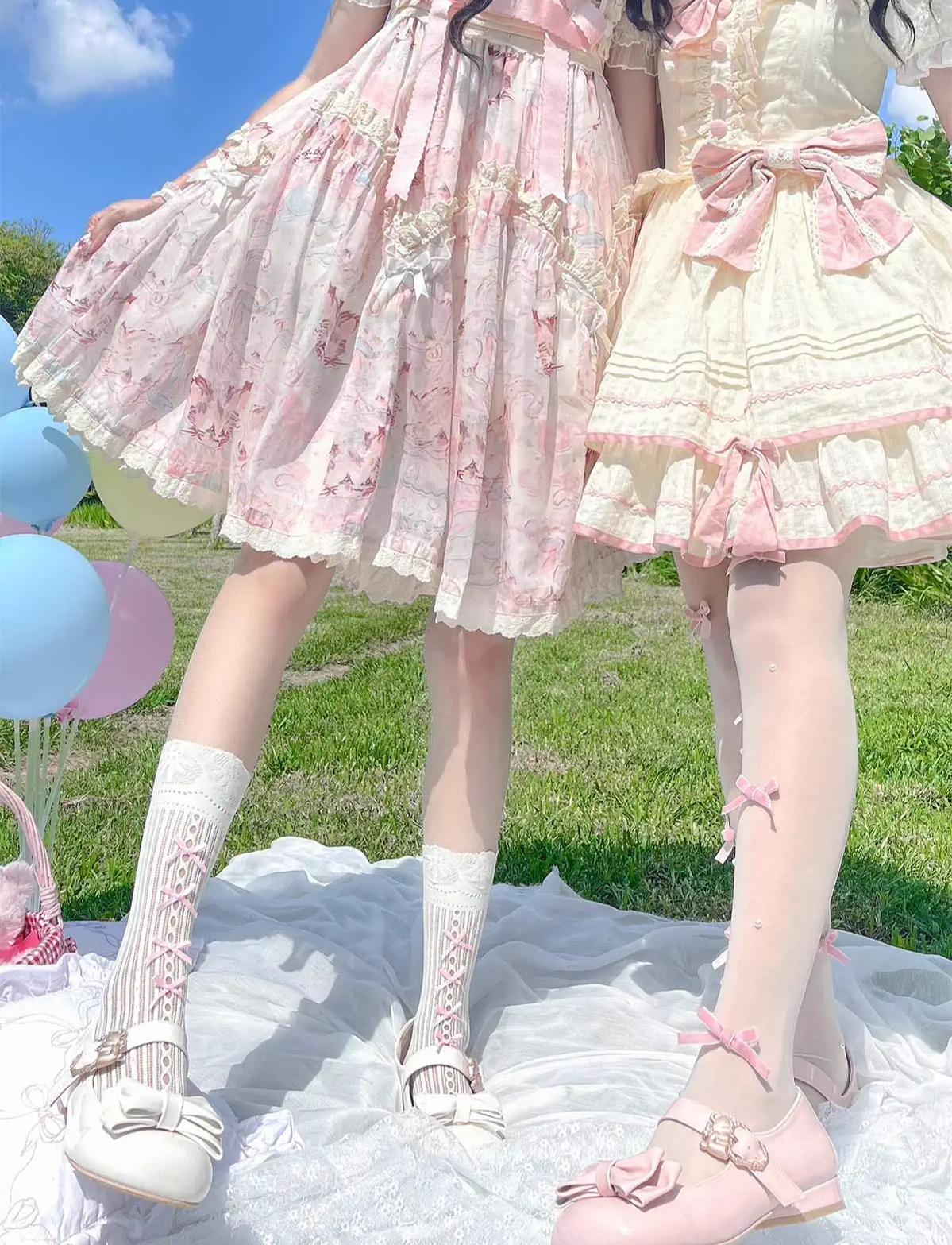 Hug Bear - Sweet Lolita Heel Shoes Bear Metal Buckle Bow Shoes - Image 6