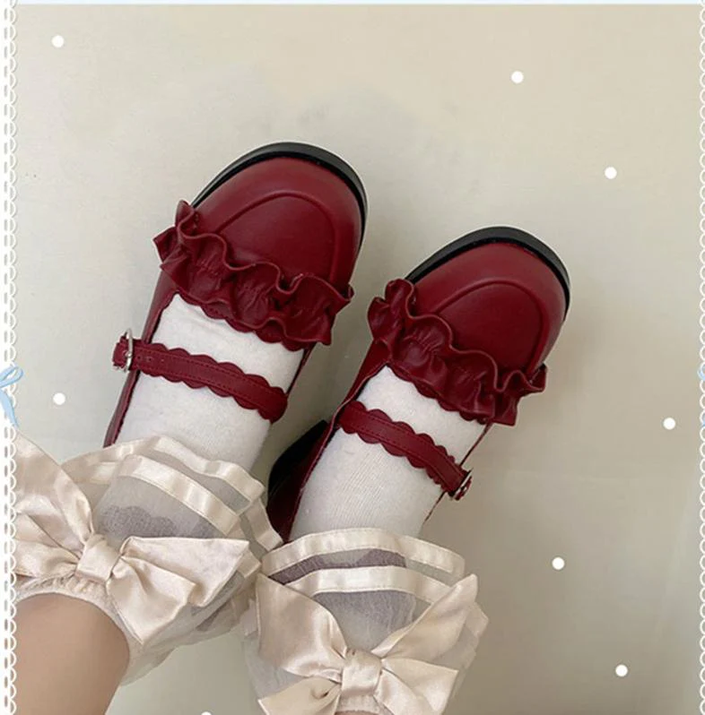Mei Lulu - Lolita Japanese Lace Single Shoes - Image 24