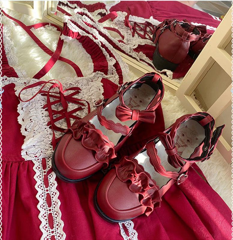 Mei Lulu - Lolita Japanese Lace Single Shoes - Image 25