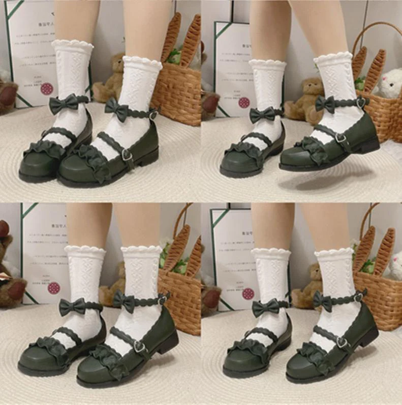 Mei Lulu - Lolita Japanese Lace Single Shoes - Image 42