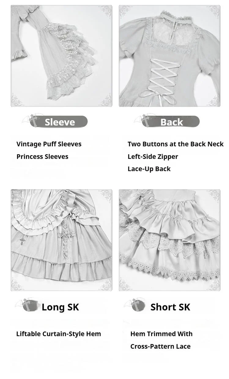 With PUJI - Letter and Poetry · Humanoid Robot - Silver Gothic Lolita Mermaid Skirt Set - Image 14