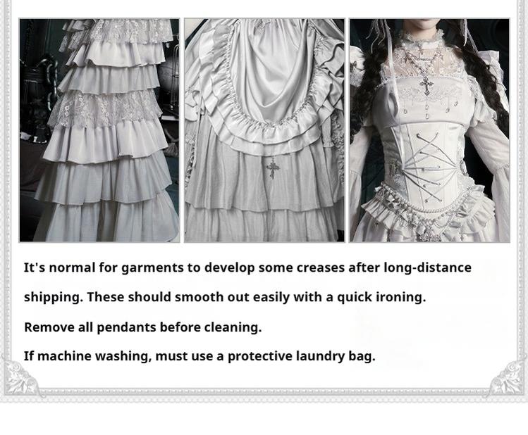 With PUJI - Letter and Poetry · Humanoid Robot - Silver Gothic Lolita Mermaid Skirt Set - Image 17
