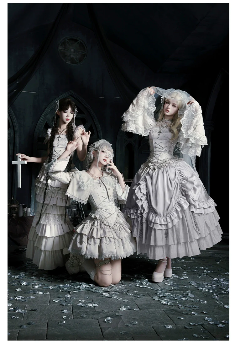With PUJI - Letter and Poetry · Humanoid Robot - Silver Gothic Lolita Mermaid Skirt Set - Image 18