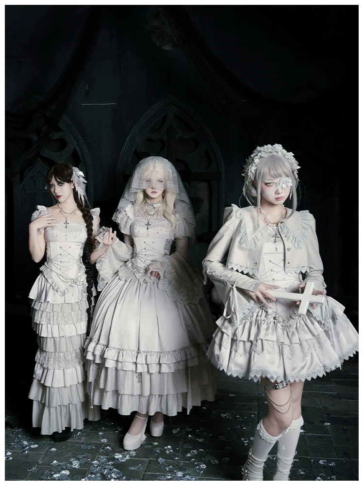 With PUJI - Letter and Poetry · Humanoid Robot - Silver Gothic Lolita Mermaid Skirt Set - Image 2