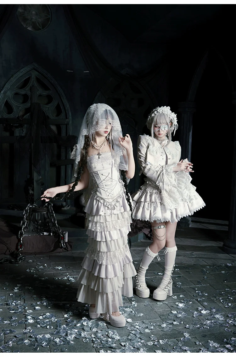 With PUJI - Letter and Poetry · Humanoid Robot - Silver Gothic Lolita Mermaid Skirt Set - Image 23
