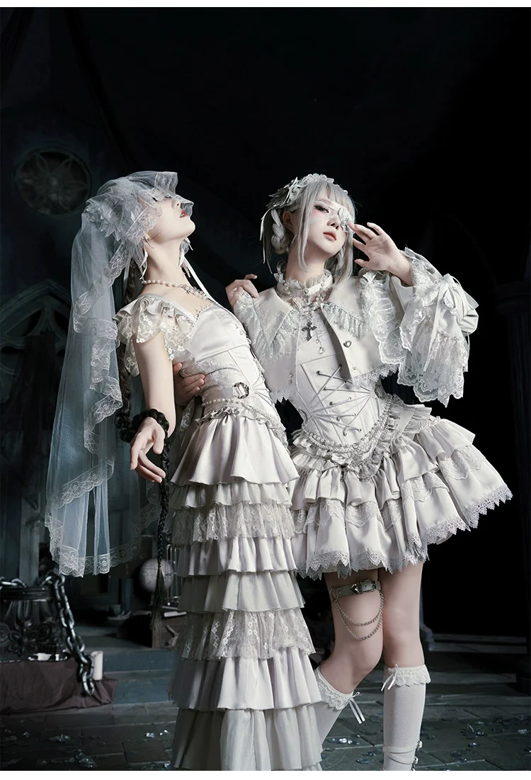With PUJI - Letter and Poetry · Humanoid Robot - Silver Gothic Lolita Mermaid Skirt Set - Image 25
