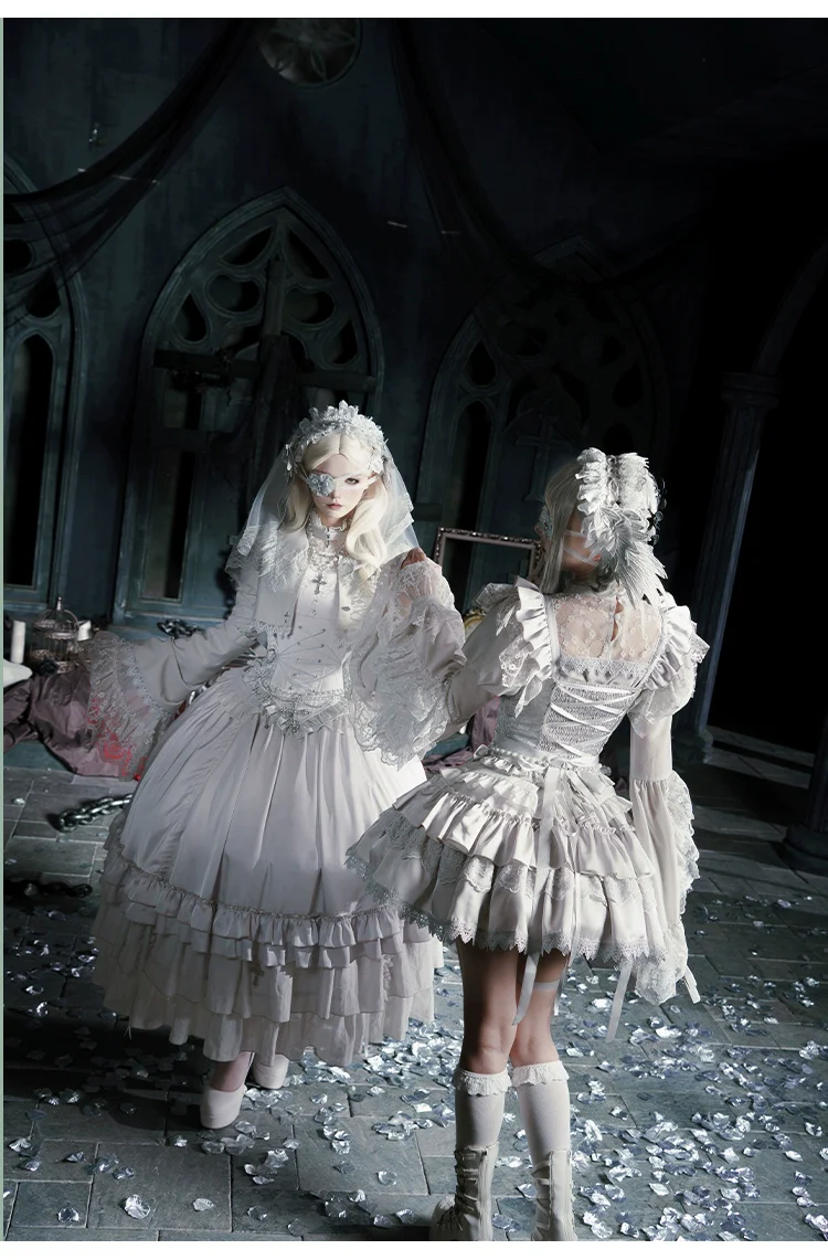 With PUJI - Letter and Poetry · Humanoid Robot - Silver Gothic Lolita Mermaid Skirt Set - Image 34