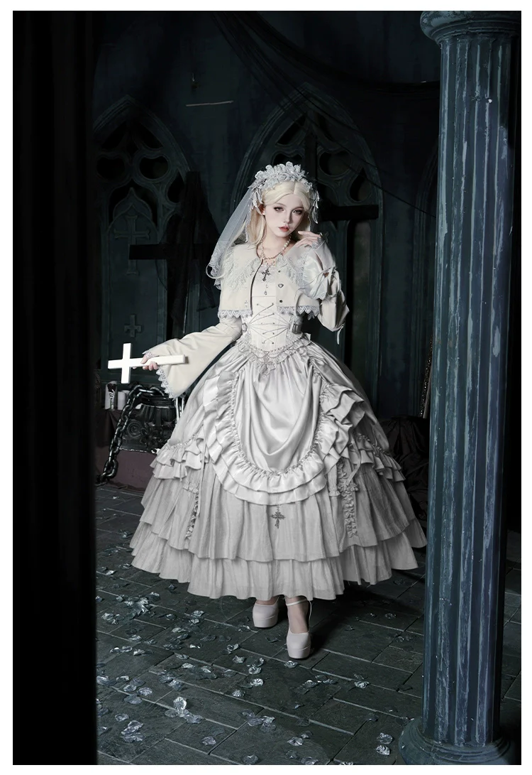 With PUJI - Letter and Poetry · Humanoid Robot - Silver Gothic Lolita Mermaid Skirt Set - Image 47