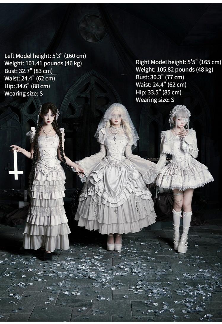 With PUJI - Letter and Poetry · Humanoid Robot - Silver Gothic Lolita Mermaid Skirt Set - Image 5