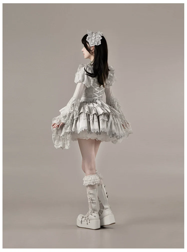 With PUJI - Letter and Poetry · Humanoid Robot - Silver Gothic Lolita Mermaid Skirt Set - Image 62