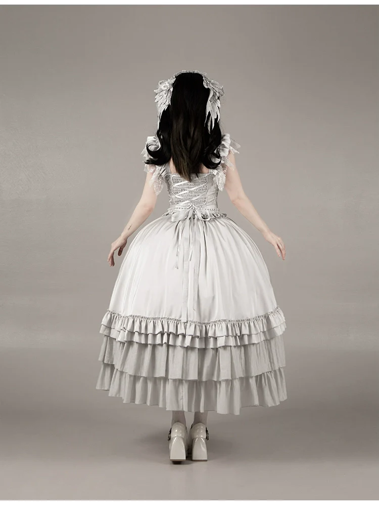 With PUJI - Letter and Poetry · Humanoid Robot - Silver Gothic Lolita Mermaid Skirt Set - Image 63