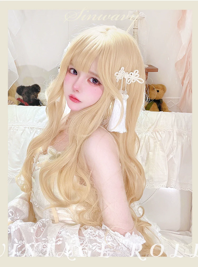 Sinwavy - Elegant Lolita Platinum Wig Long Curly Layered Wig - Image 9