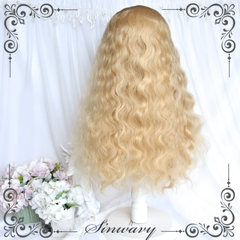 Sinwavy - Black Gold Girl - Elegant Lolita Wig Golden Long Curly Hair - Image 8