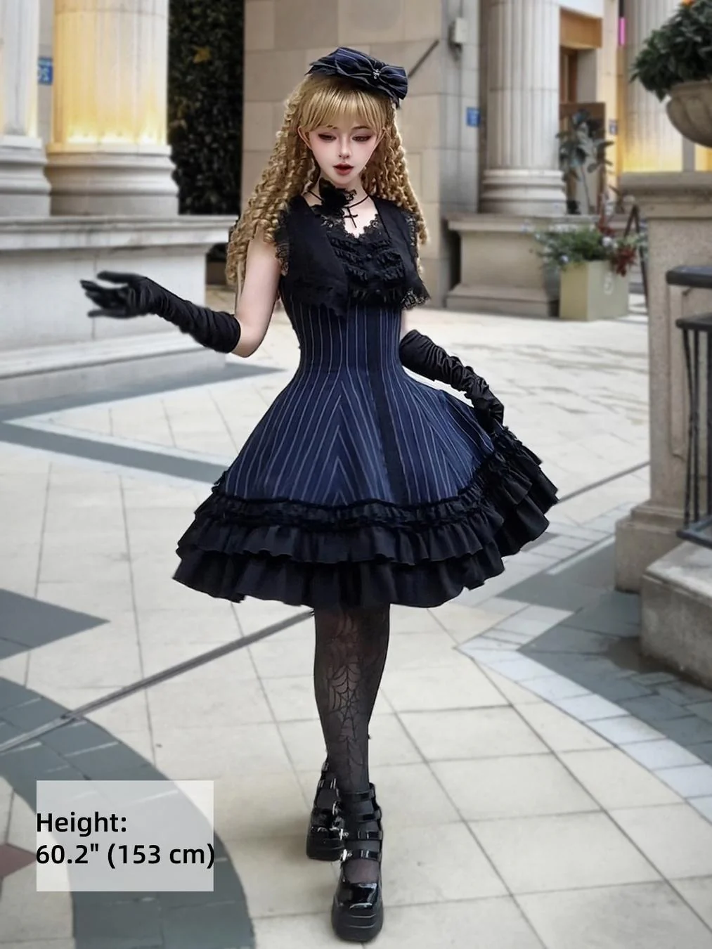 Six-Panel Gothic Lolita JSK Dress, Tiered Ruffles - Image 11