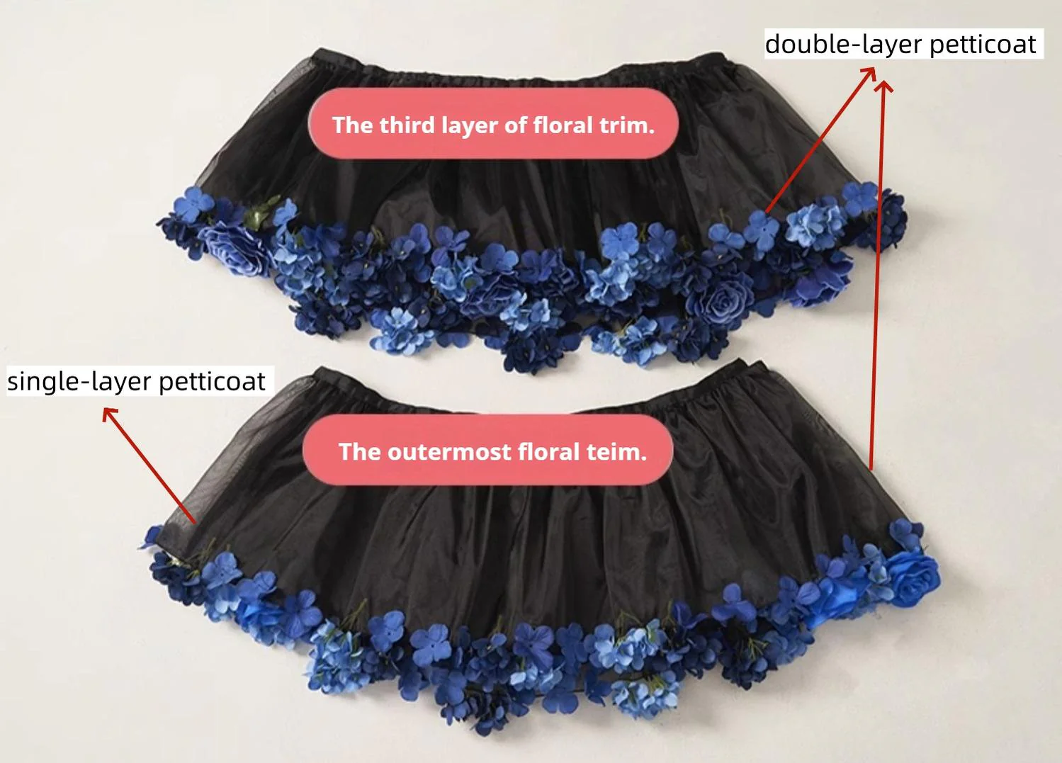 Floral Lolita Petticoat with Detachable Trim - Image 21