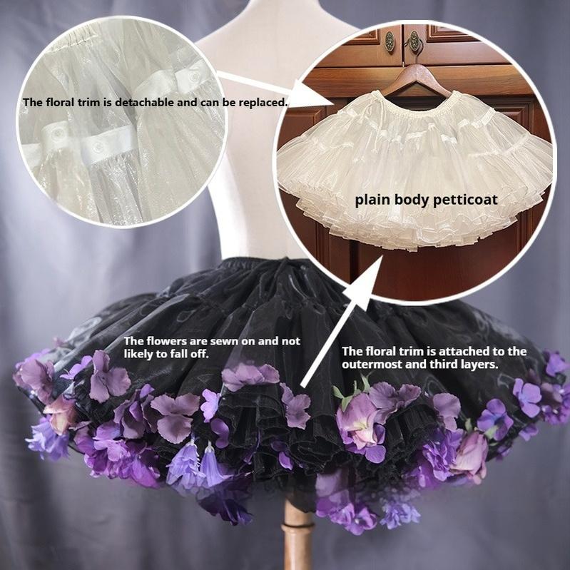 Floral Lolita Petticoat with Detachable Trim - Image 22