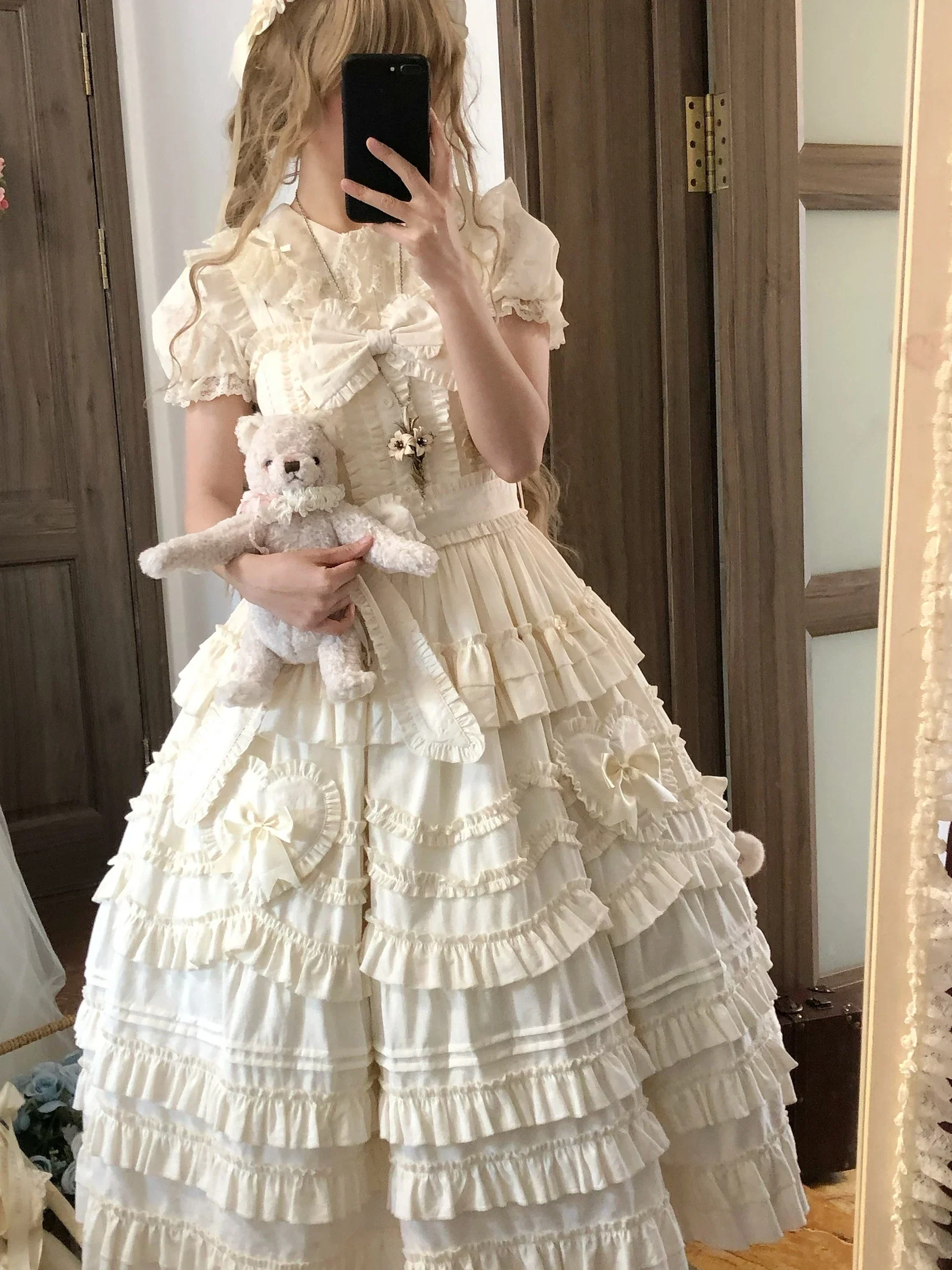 Loveheart - Solid Classic Lolita JSK Dress, Tiered Hem - Image 21