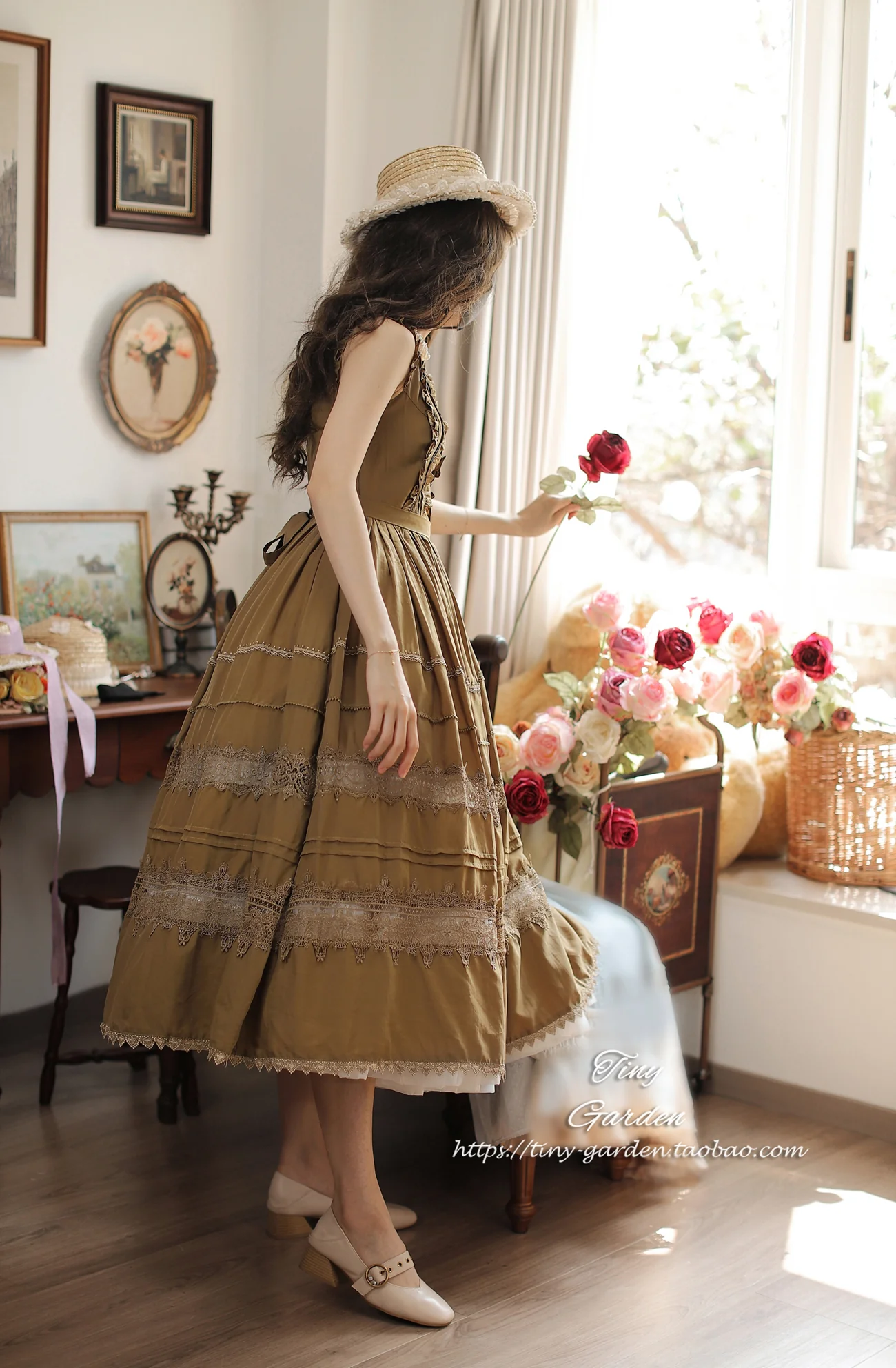 Spring Whisper - Solid Color Classic Lolita JSK Dress with Tulle Apron - Image 10