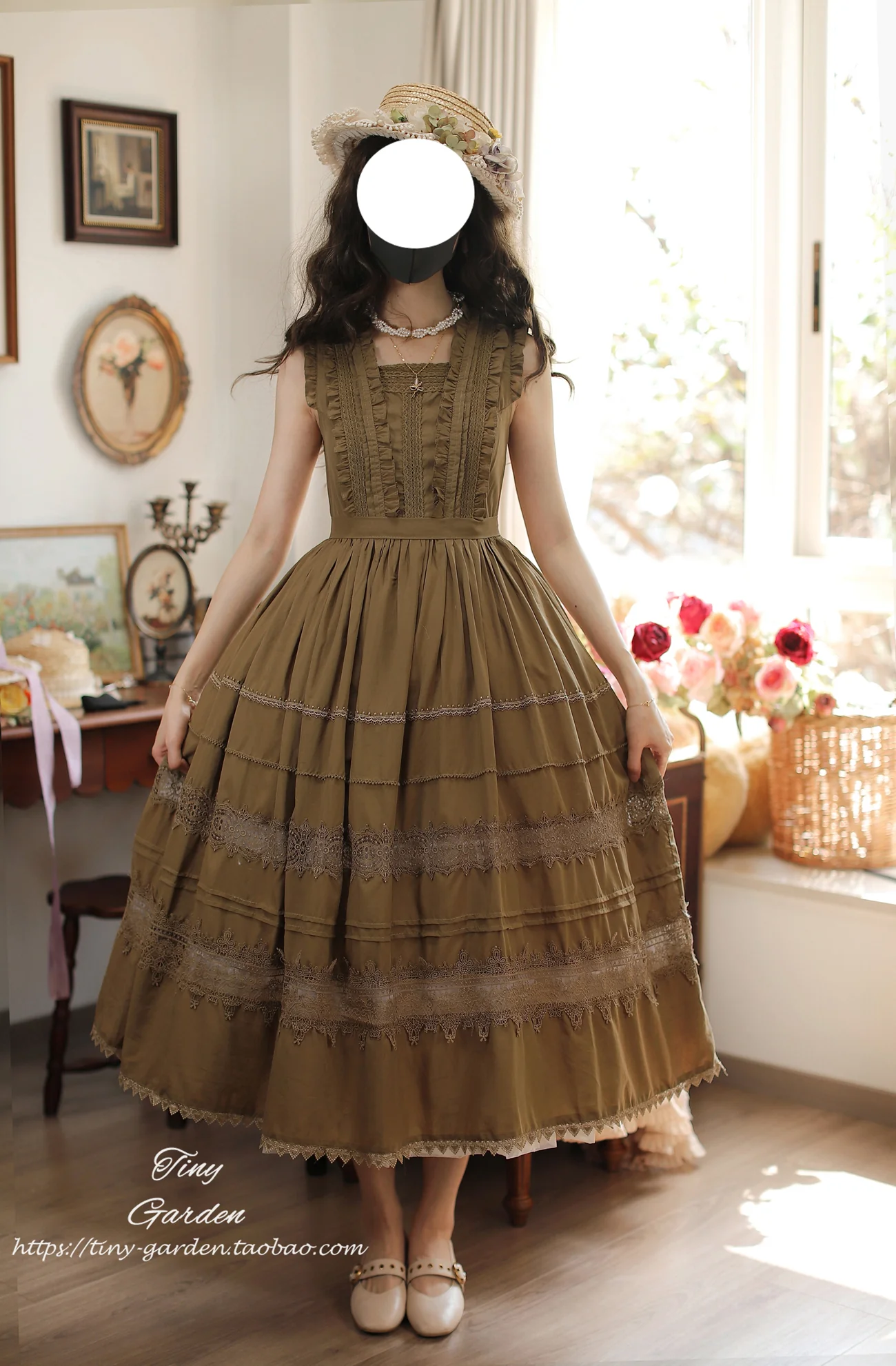 Spring Whisper - Solid Color Classic Lolita JSK Dress with Tulle Apron - Image 3