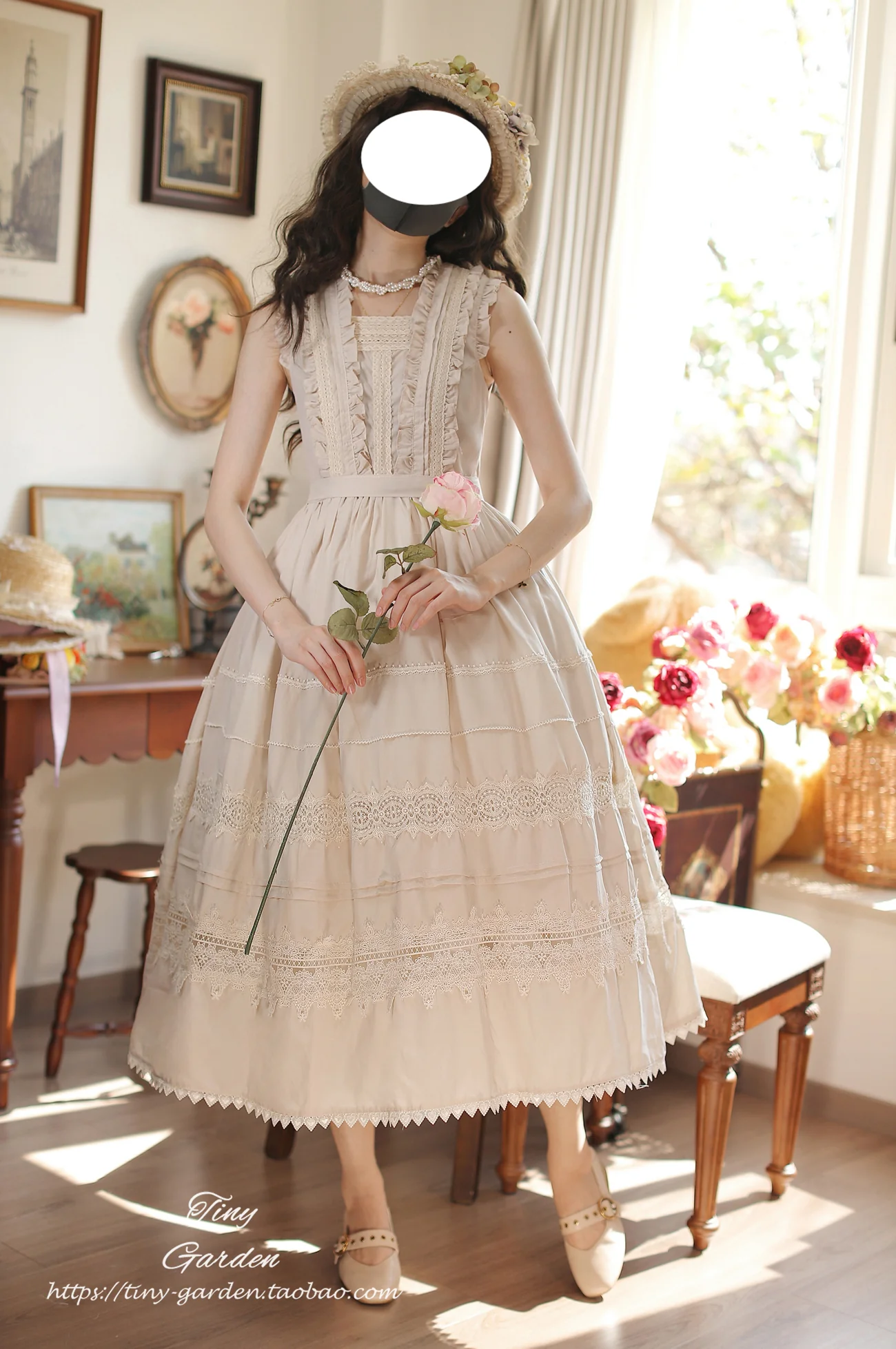 Spring Whisper - Solid Color Classic Lolita JSK Dress with Tulle Apron - Image 33