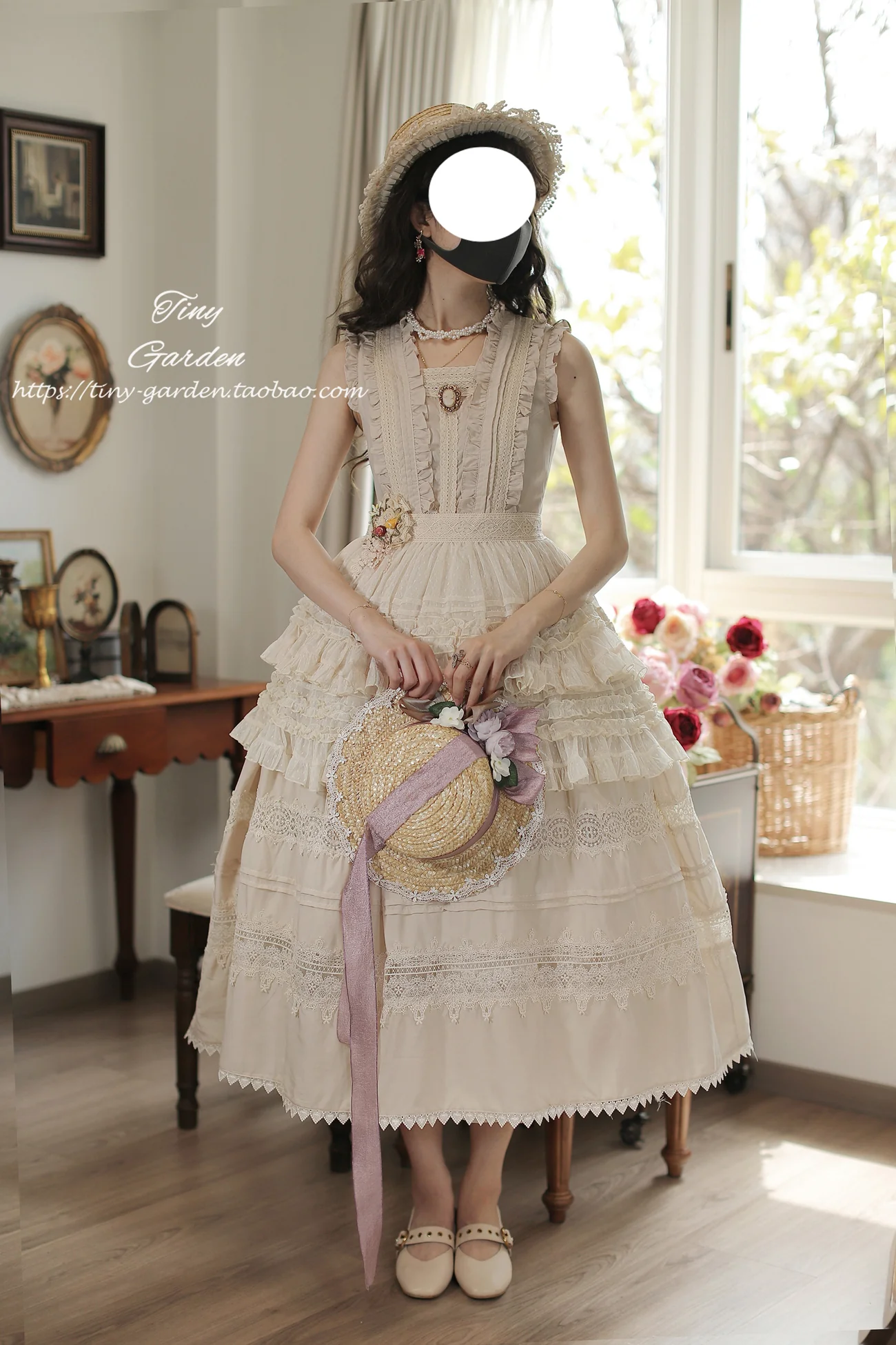 Spring Whisper - Solid Color Classic Lolita JSK Dress with Tulle Apron - Image 36