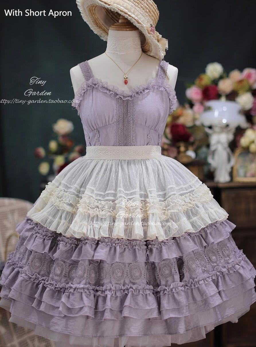 Spring Whisper - Solid Color Classic Lolita JSK Dress with Tulle Apron - Image 39