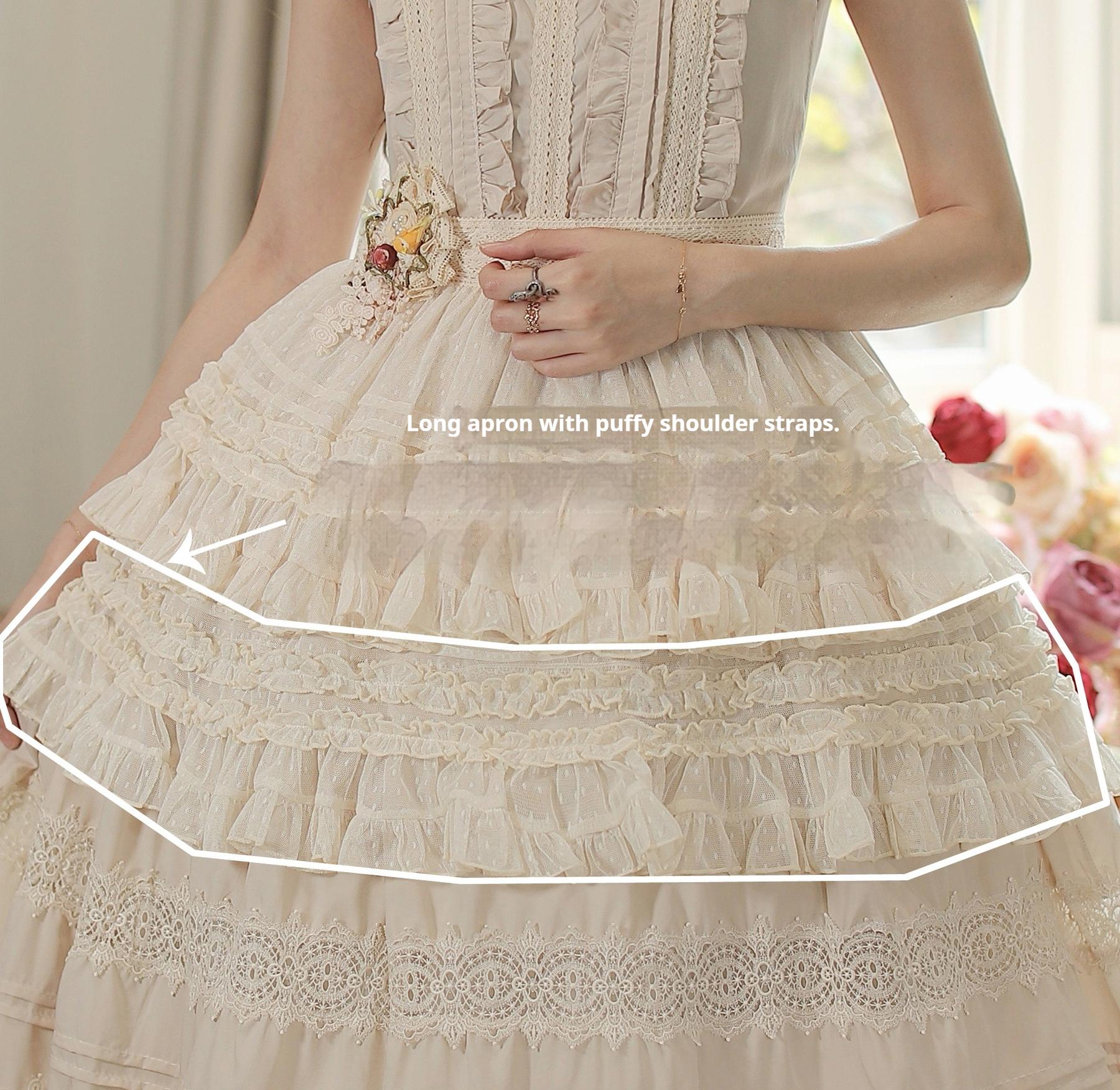 Spring Whisper - Solid Color Classic Lolita JSK Dress with Tulle Apron - Image 40