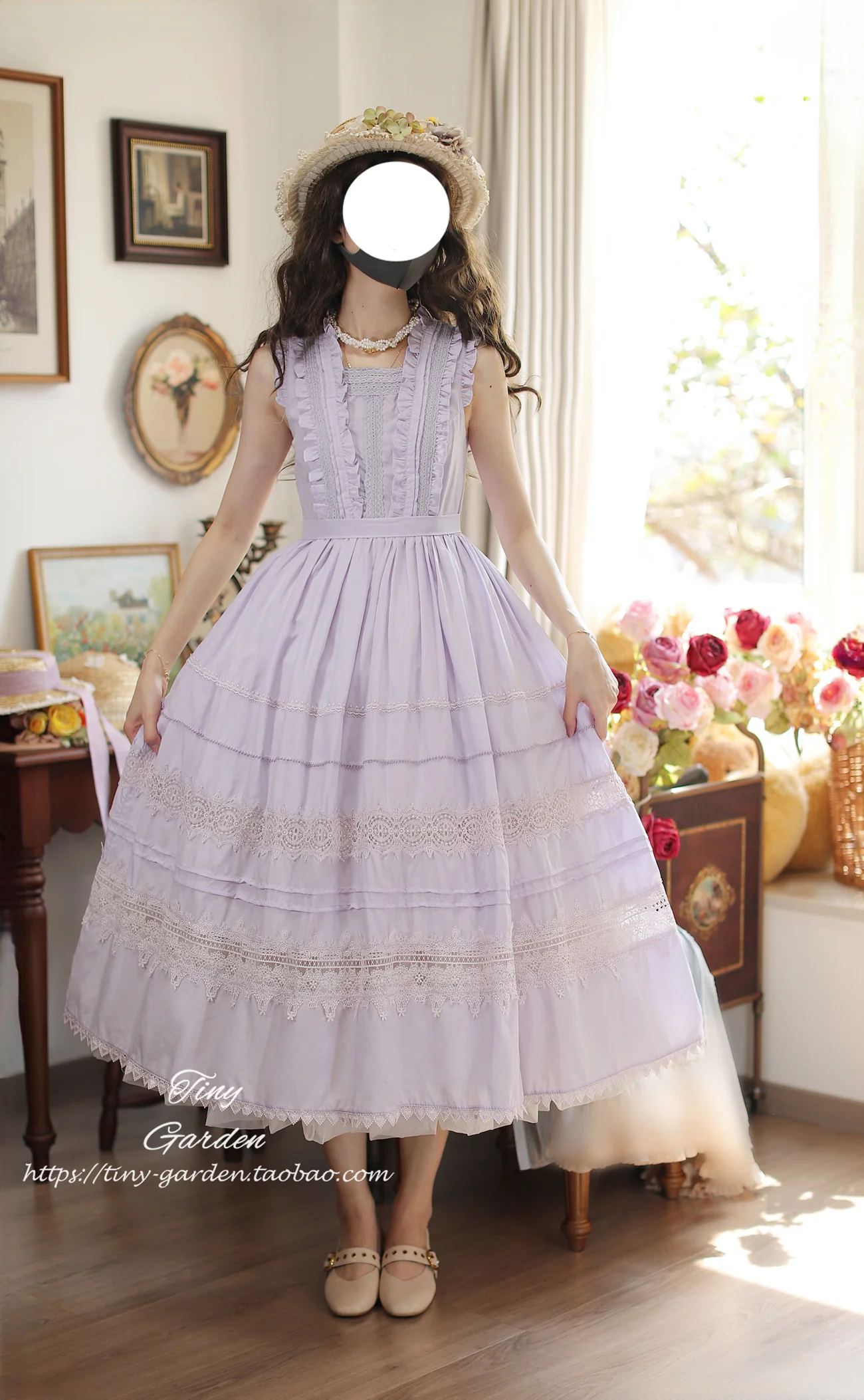 Spring Whisper - Solid Color Classic Lolita JSK Dress with Tulle Apron - Image 5