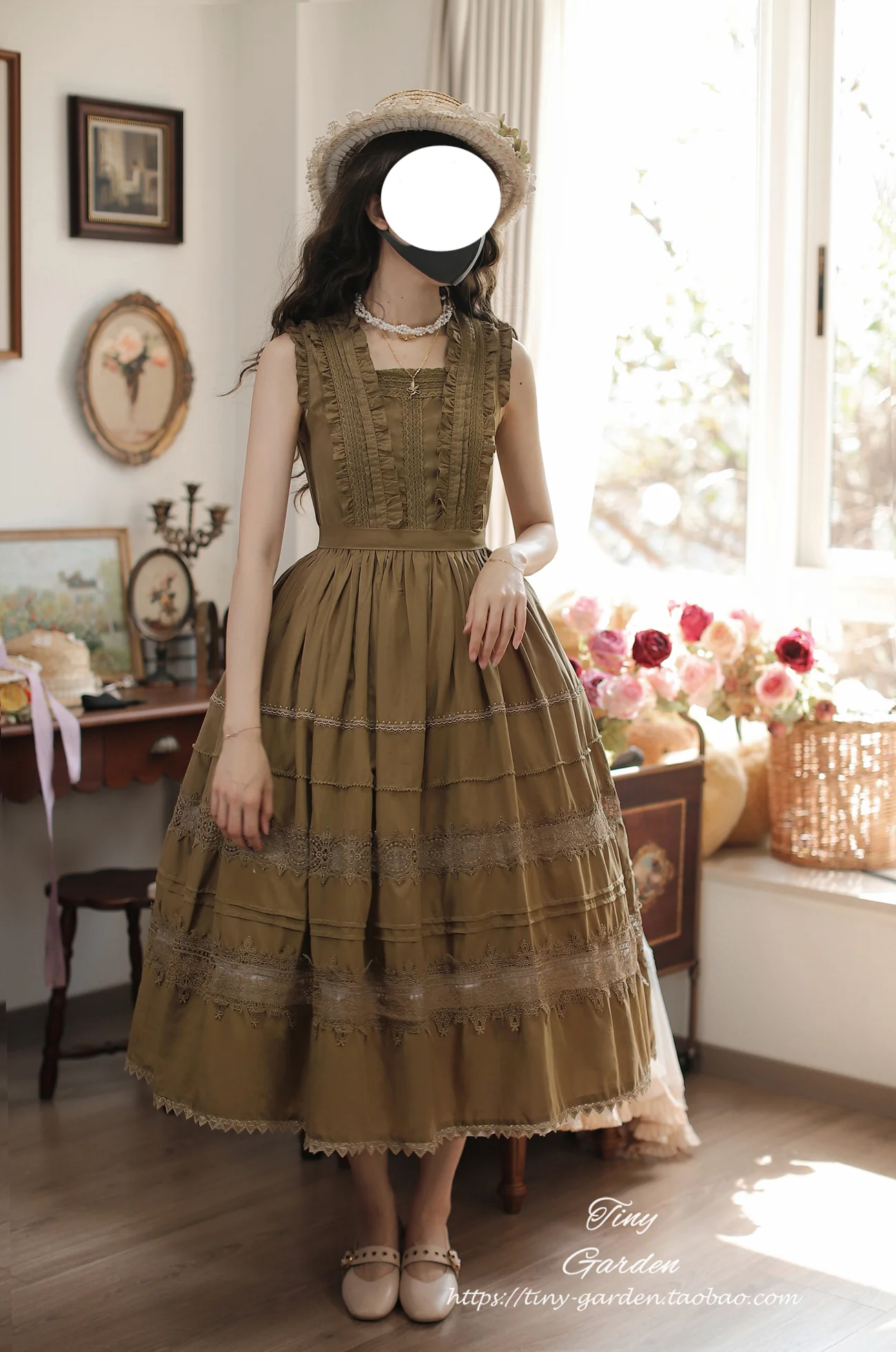 Spring Whisper - Solid Color Classic Lolita JSK Dress with Tulle Apron - Image 8