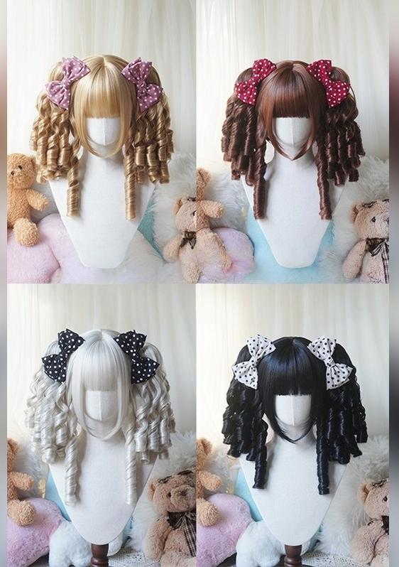 Imperial Tea - Solid Lolita Bob Wig With Detachable Curl Ponytail - Image 2