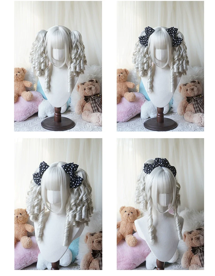 Imperial Tea - Solid Lolita Bob Wig With Detachable Curl Ponytail - Image 3