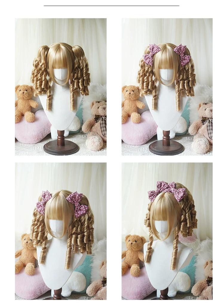 Imperial Tea - Solid Lolita Bob Wig With Detachable Curl Ponytail - Image 5