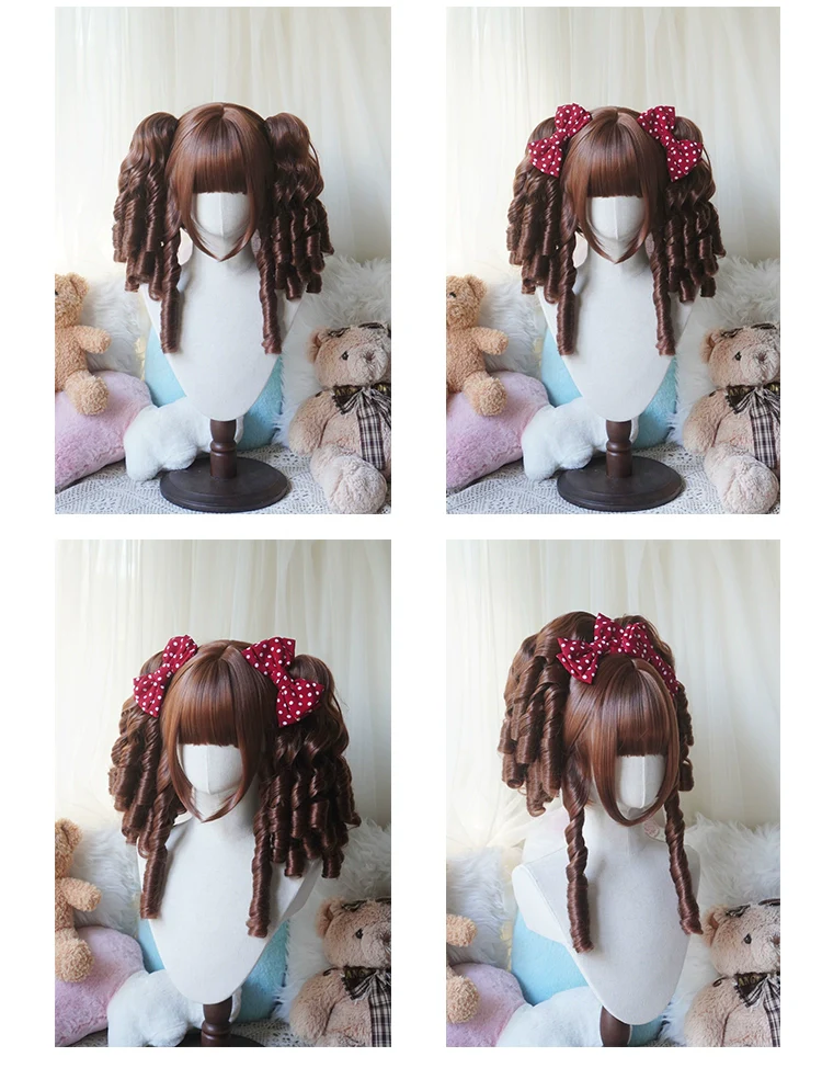 Imperial Tea - Solid Lolita Bob Wig With Detachable Curl Ponytail - Image 6