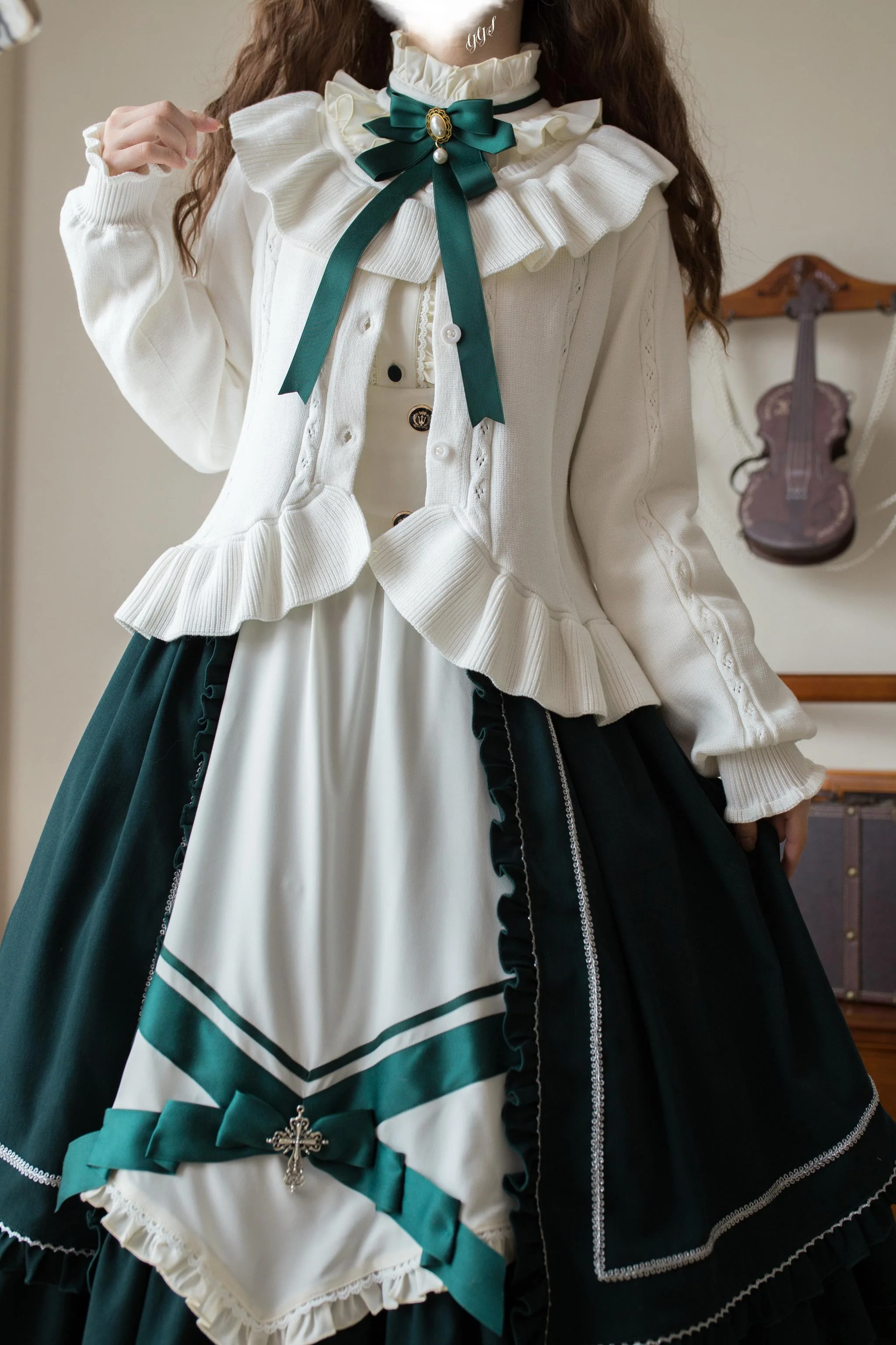 Hot Chocolate - Solid Lolita Cardigan, Ruffle Details - Image 5