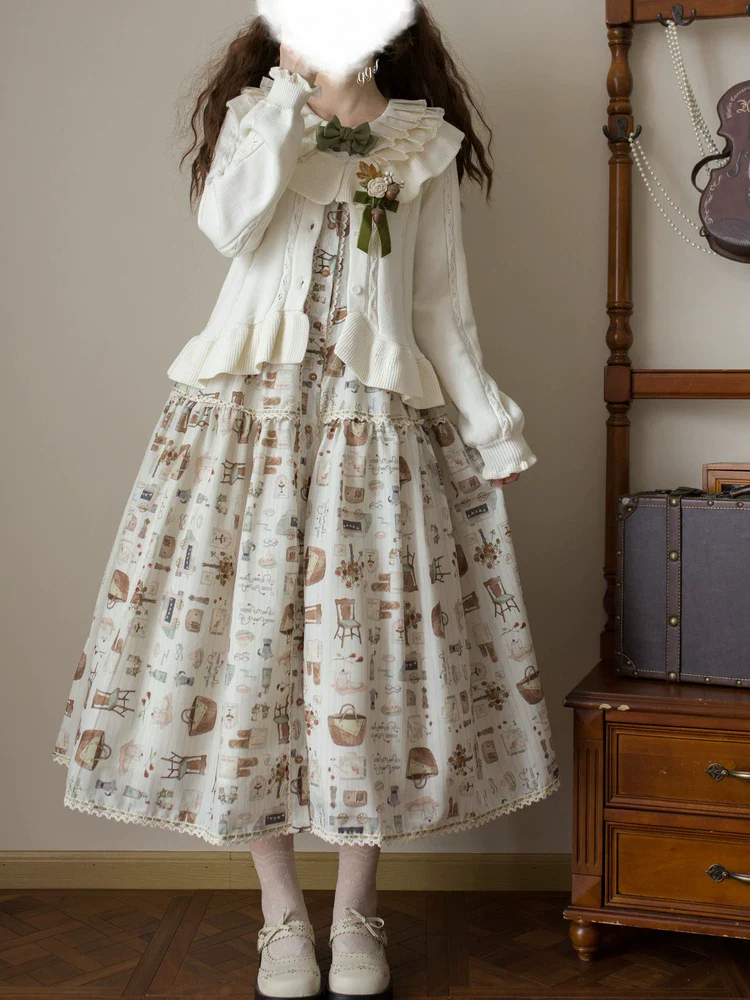Hot Chocolate - Solid Lolita Cardigan, Ruffle Details - Image 6