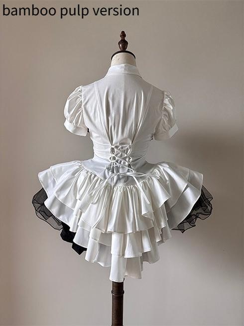 FlowerFairyDaily - Midnight Prayer - Solid Lolita Shirt with Flowing Tiered Back Hem - Image 10