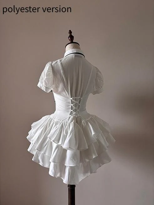 FlowerFairyDaily - Midnight Prayer - Solid Lolita Shirt with Flowing Tiered Back Hem - Image 19