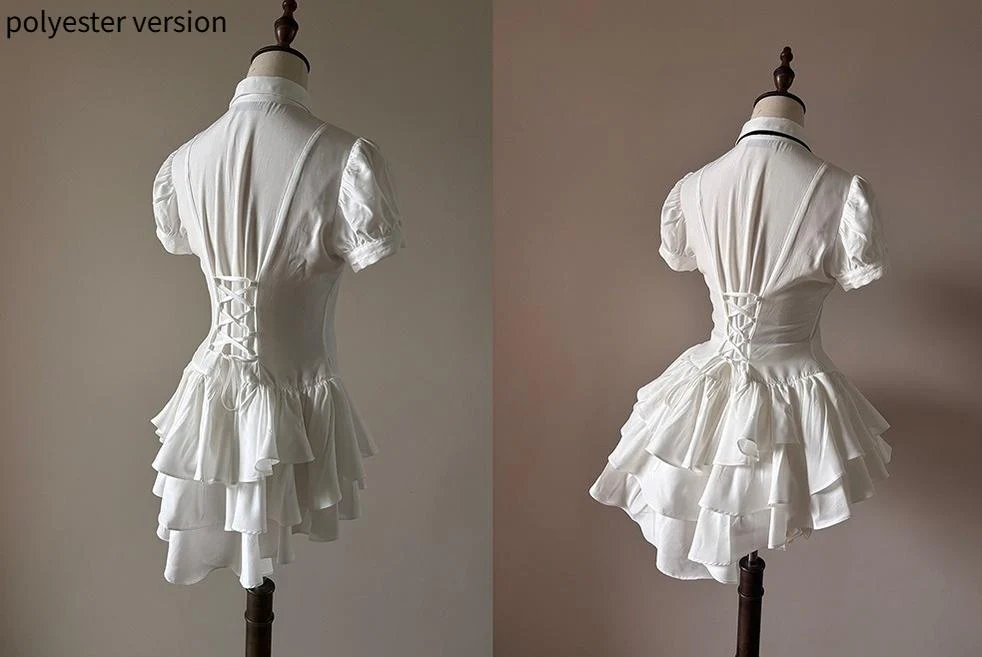 FlowerFairyDaily - Midnight Prayer - Solid Lolita Shirt with Flowing Tiered Back Hem - Image 56