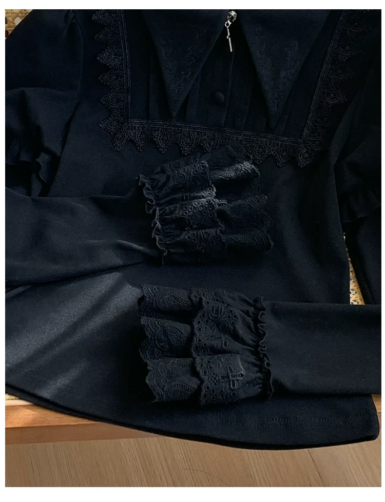 With PUJI - The Vow - Solid Lolita Sweater, Juliet Sleeve, Pointed Collar - Image 10
