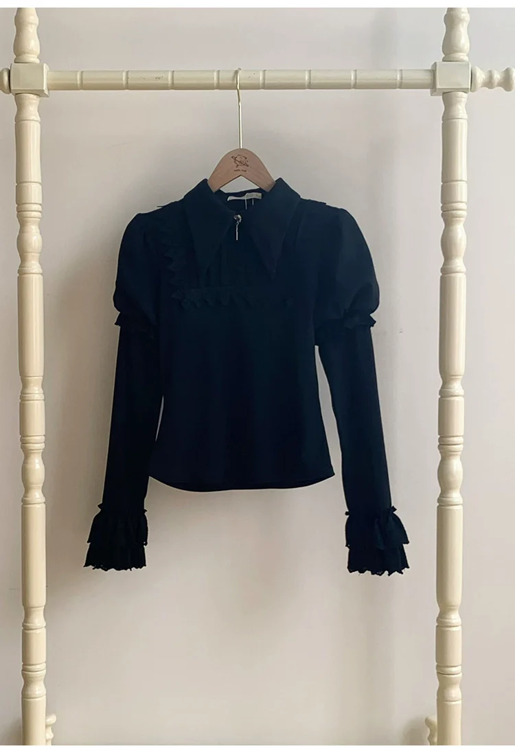 With PUJI - The Vow - Solid Lolita Sweater, Juliet Sleeve, Pointed Collar - Image 13