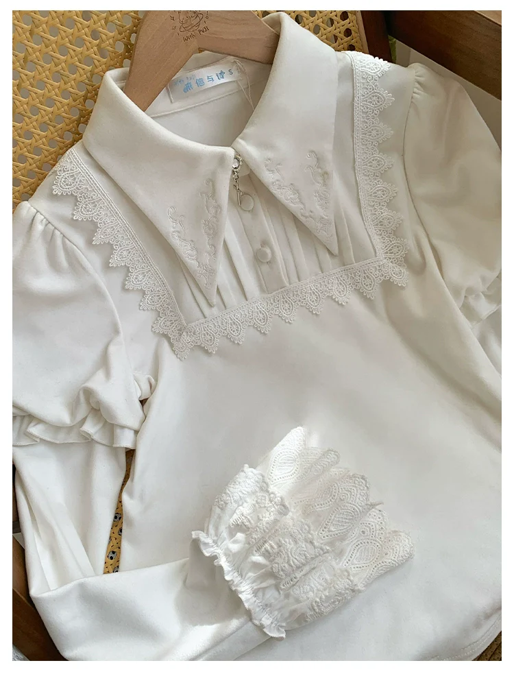 With PUJI - The Vow - Solid Lolita Sweater, Juliet Sleeve, Pointed Collar - Image 14