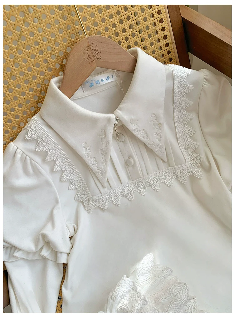 With PUJI - The Vow - Solid Lolita Sweater, Juliet Sleeve, Pointed Collar - Image 15